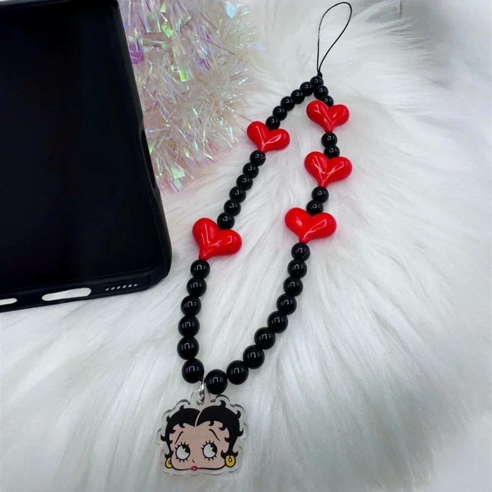 Betty Boop iPhone 17 Pro Max Case with Phone lanyard, Black & Red Theme